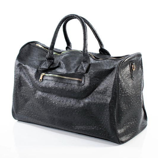 Textured Black Leather Travel Bag - PERFUME BOUTIQUE