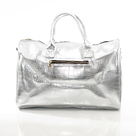 Shining Silver Leather Travel Bag - PERFUME BOUTIQUE