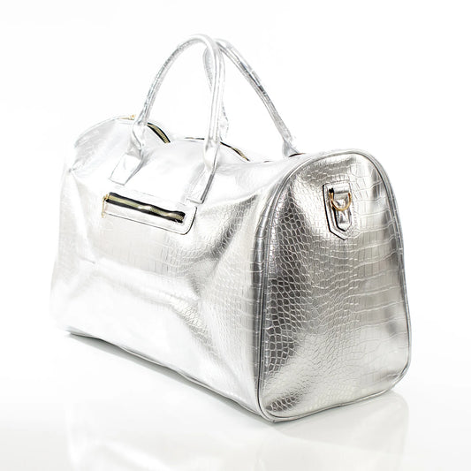 Shining Silver Leather Travel Bag - PERFUME BOUTIQUE
