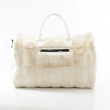 Load image into Gallery viewer, Cream Fur and White Leather Travel Bag
