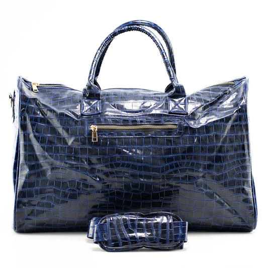 Royal Blue Leather Travel Bag