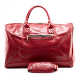 Textured Red Leather Travel Bag