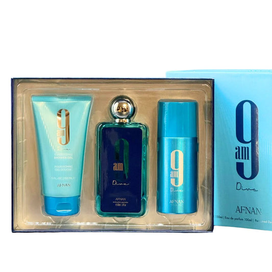 9am Dive by Afnan eau de Parfum Unisex 3PC GIFT SET - PERFUME BOUTIQUE