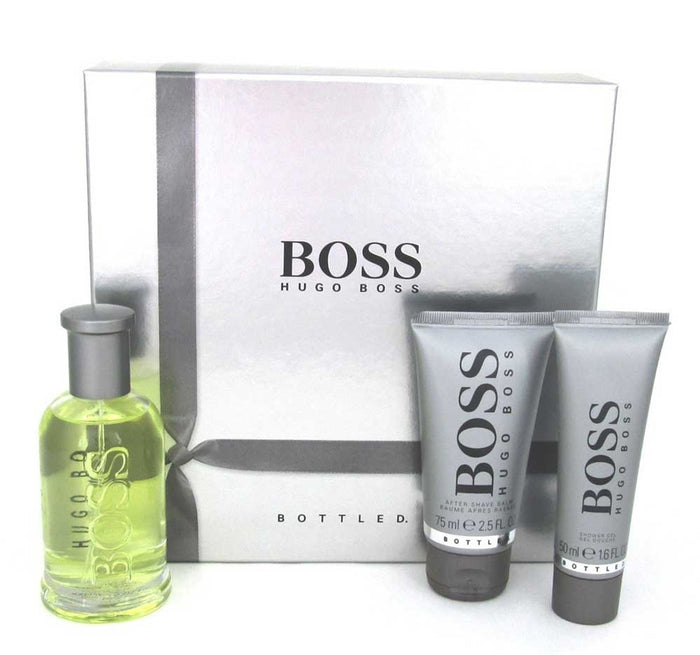 Boss Bottled Men Gift Set 3.3 oz +1.6 oz Shower Gel +2.5 oz After Shave Balm by Hugo Boss eau de Toilette