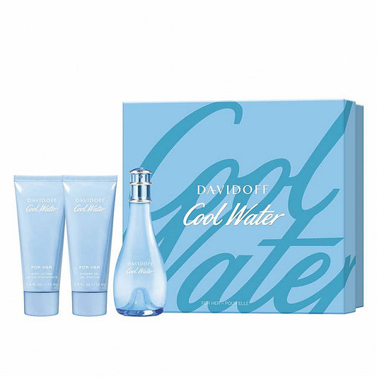 Cool Water 3 piece Women Gift Set by Davidoff Eau de Toilette - PERFUME BOUTIQUE