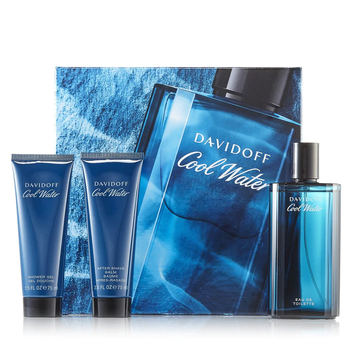 COOL WATER by Davidoff Men 3 PIECE GIFT SET 4.2 oz Eau de Toilette