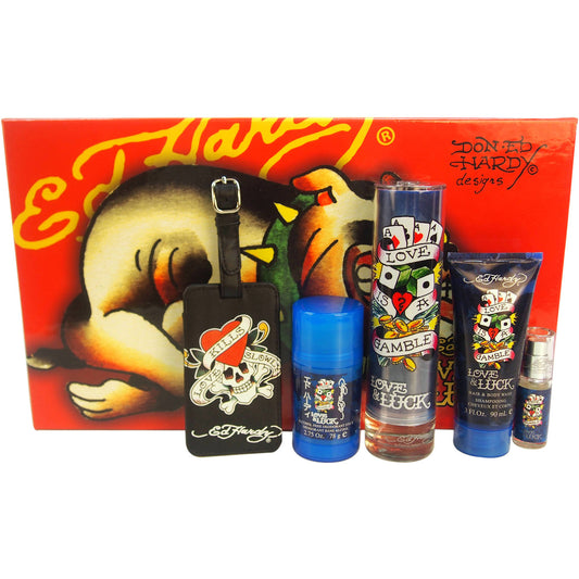 Ed Hardy Love & Luck for Men Gift Set 5pcs by Christian Audigier Eau de Toilette - PERFUME BOUTIQUE